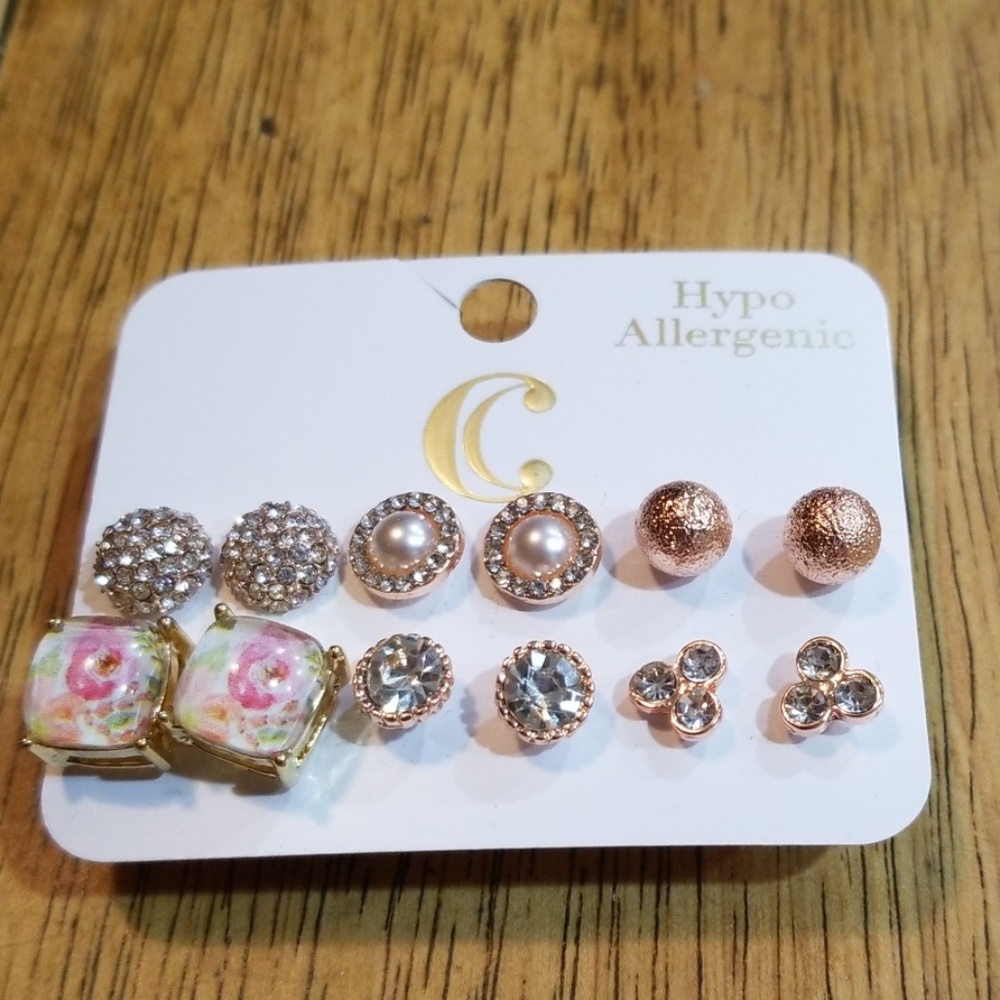 Rose gold Earrings Set